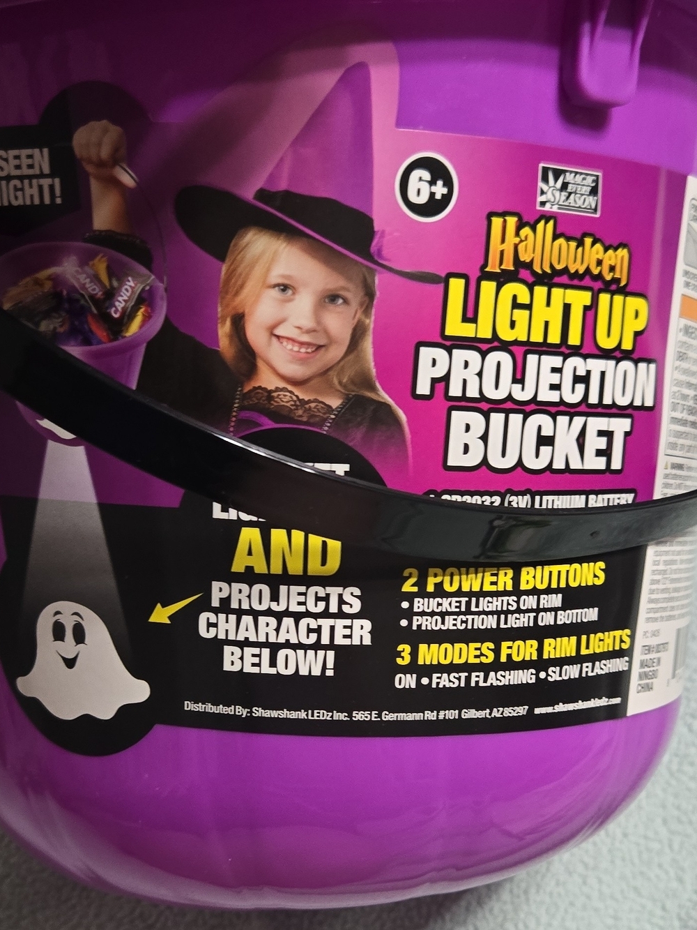 Halloween Light-Up Projection Bucket - Purple